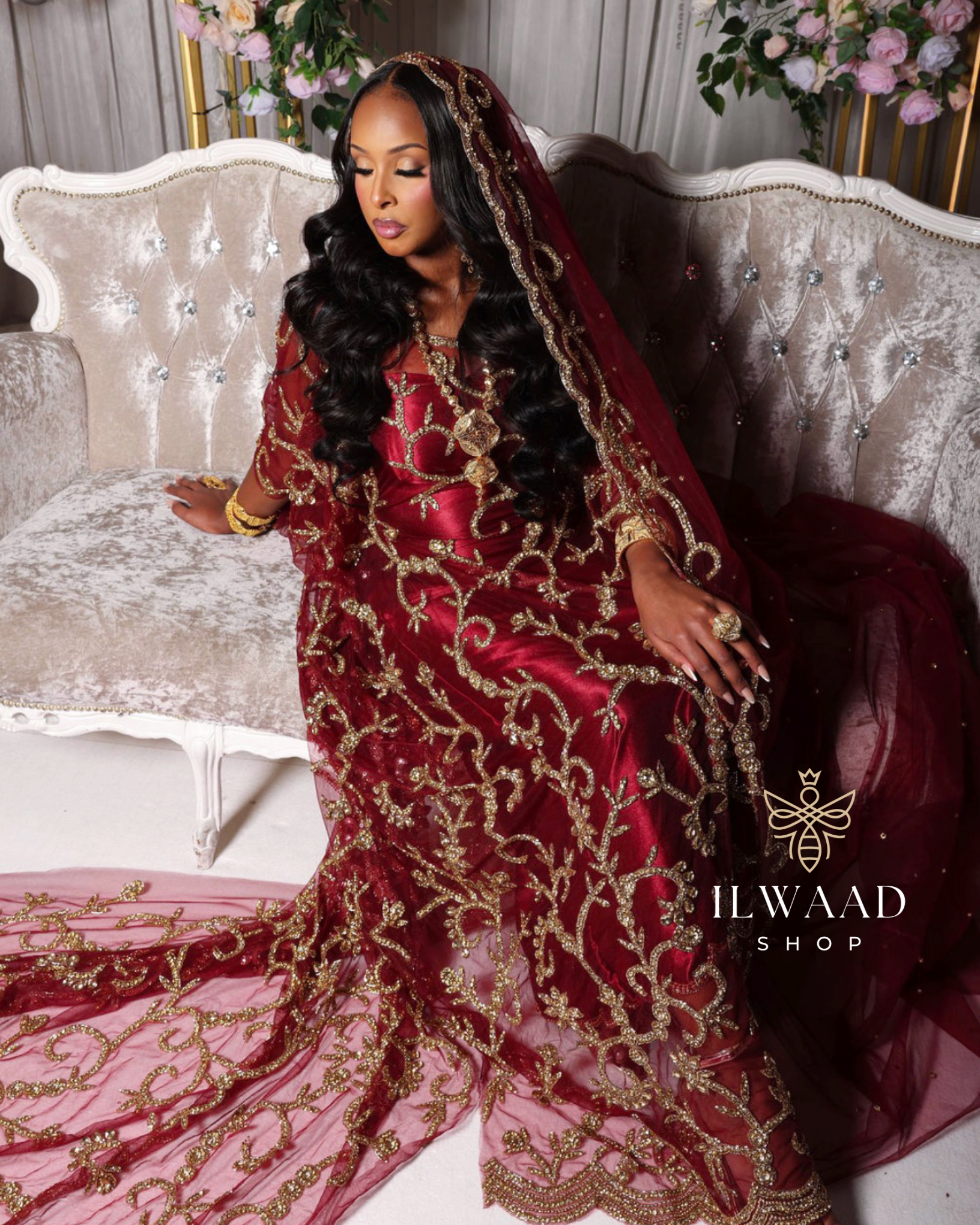 Regal Raha (Dark Red) - Lace Bridal Dirac