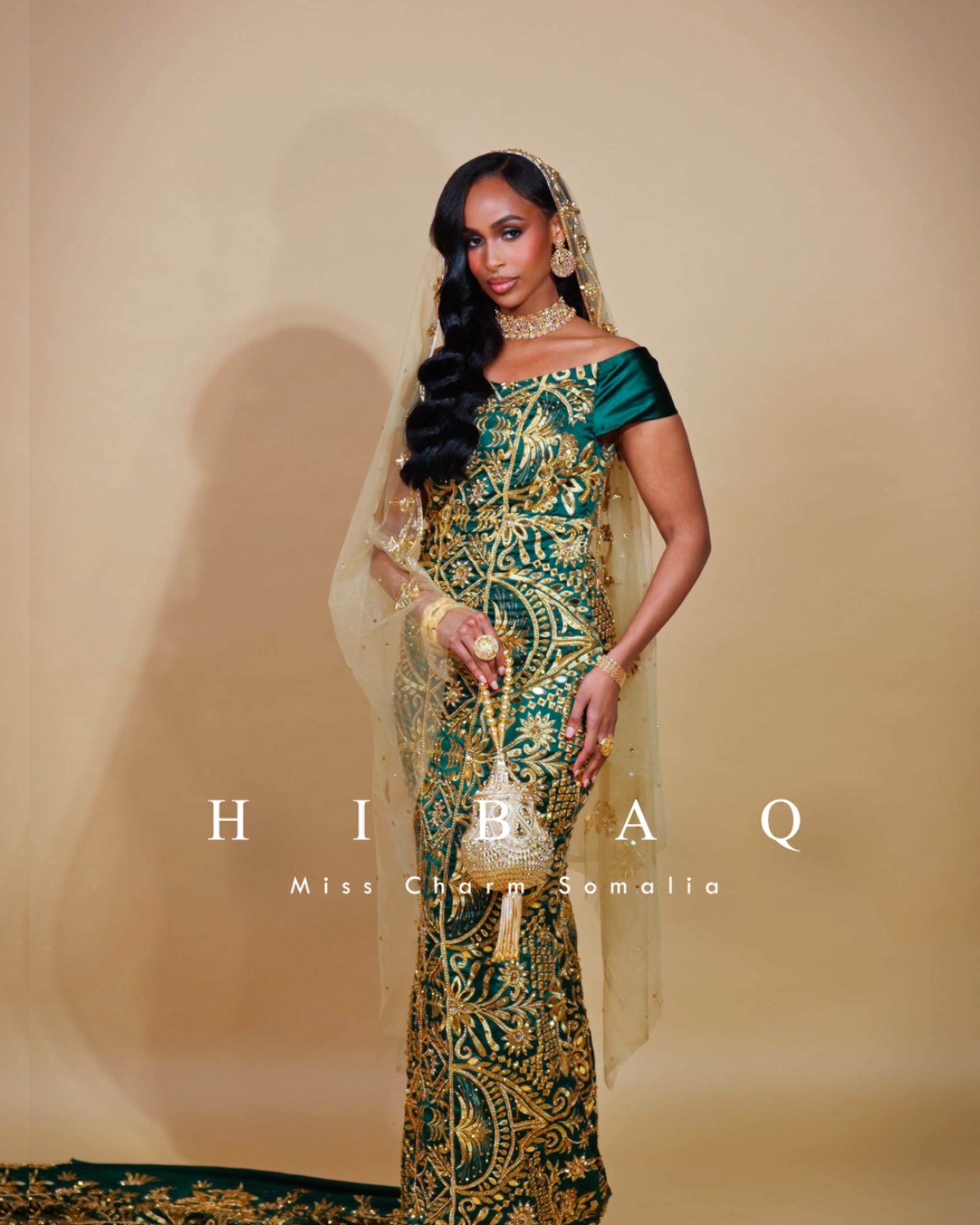 PRE-ORDER Heavenly Hibaq (Dark Green) - Satin - Somali Bridal Dirac