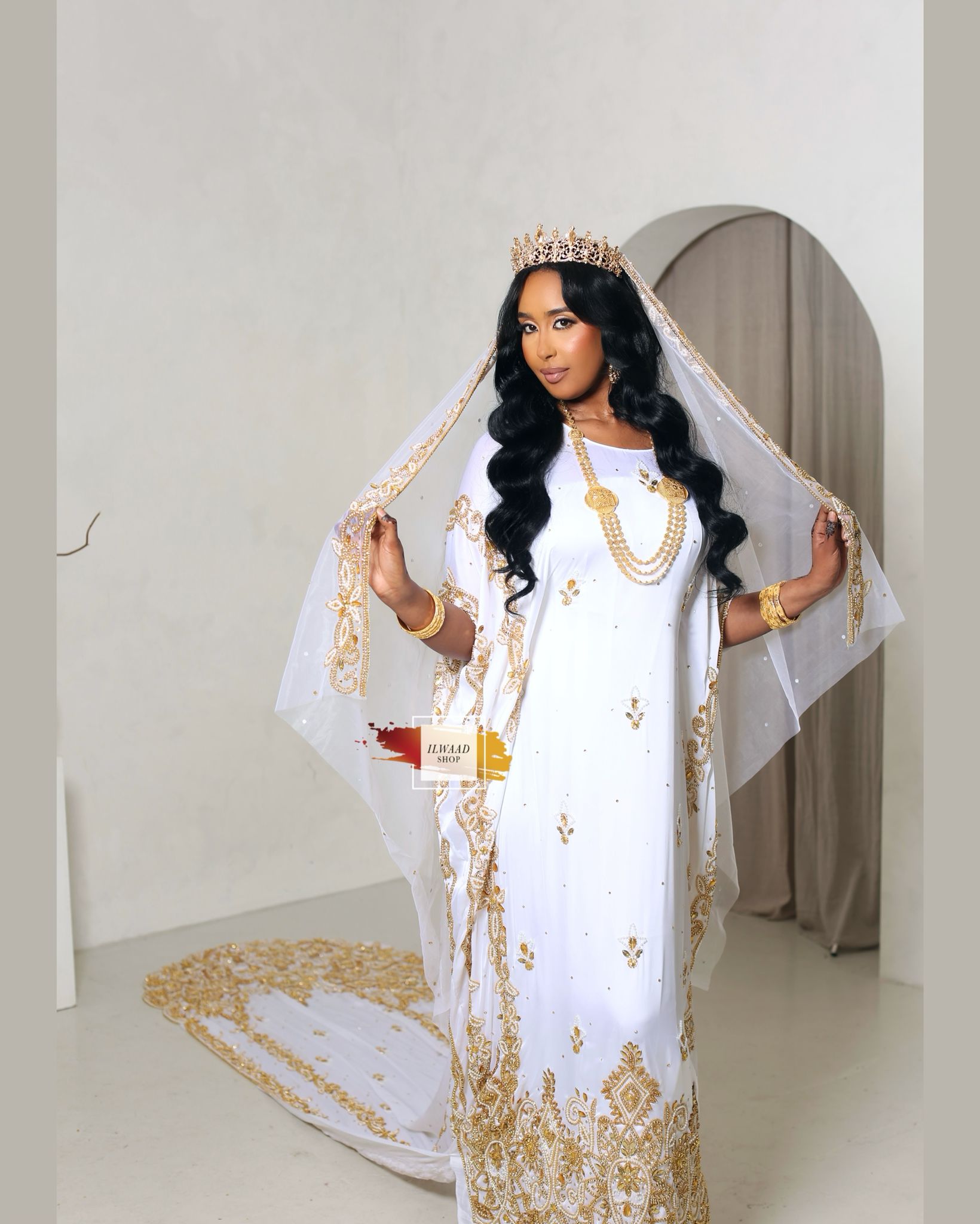 PRE-ORDER Radiant Randa (White) - Satin - Somali Bridal Dirac