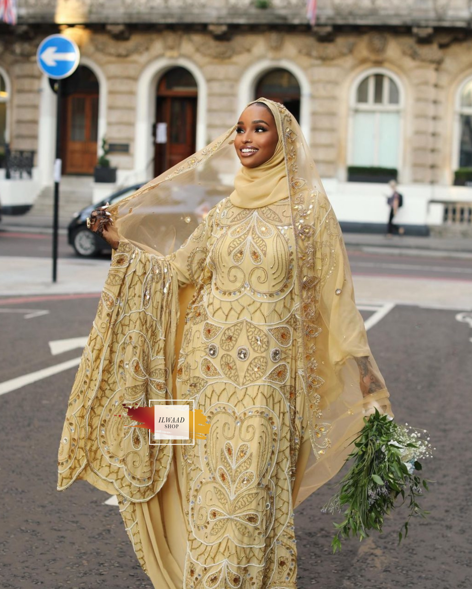 PRE-ORDER Marvellous Muwahib (Gold) - Chiffon - Somali Bridal Dirac