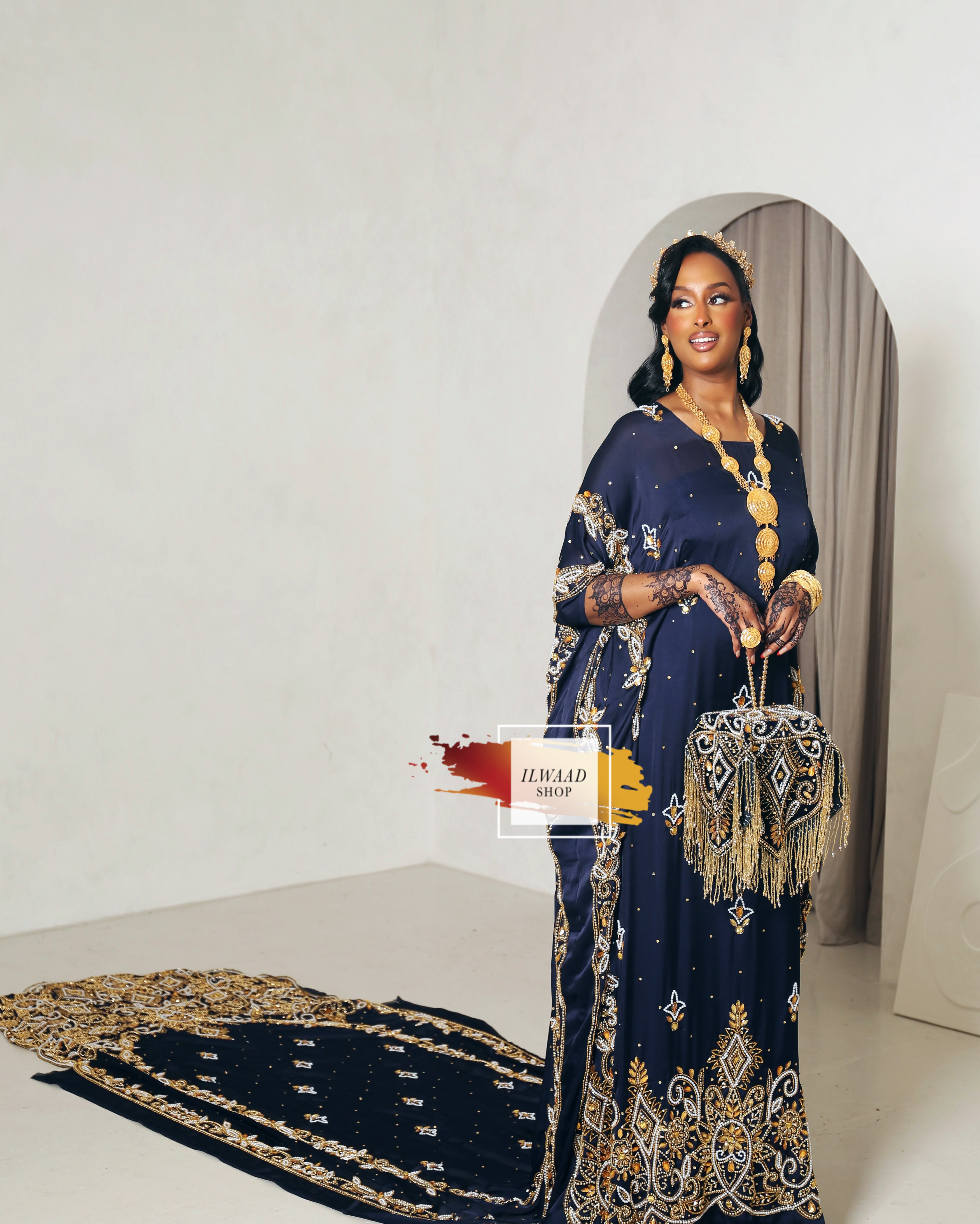 PRE-ORDER Radiant Randa (Navy Blue) - Satin - Somali Bridal Dirac