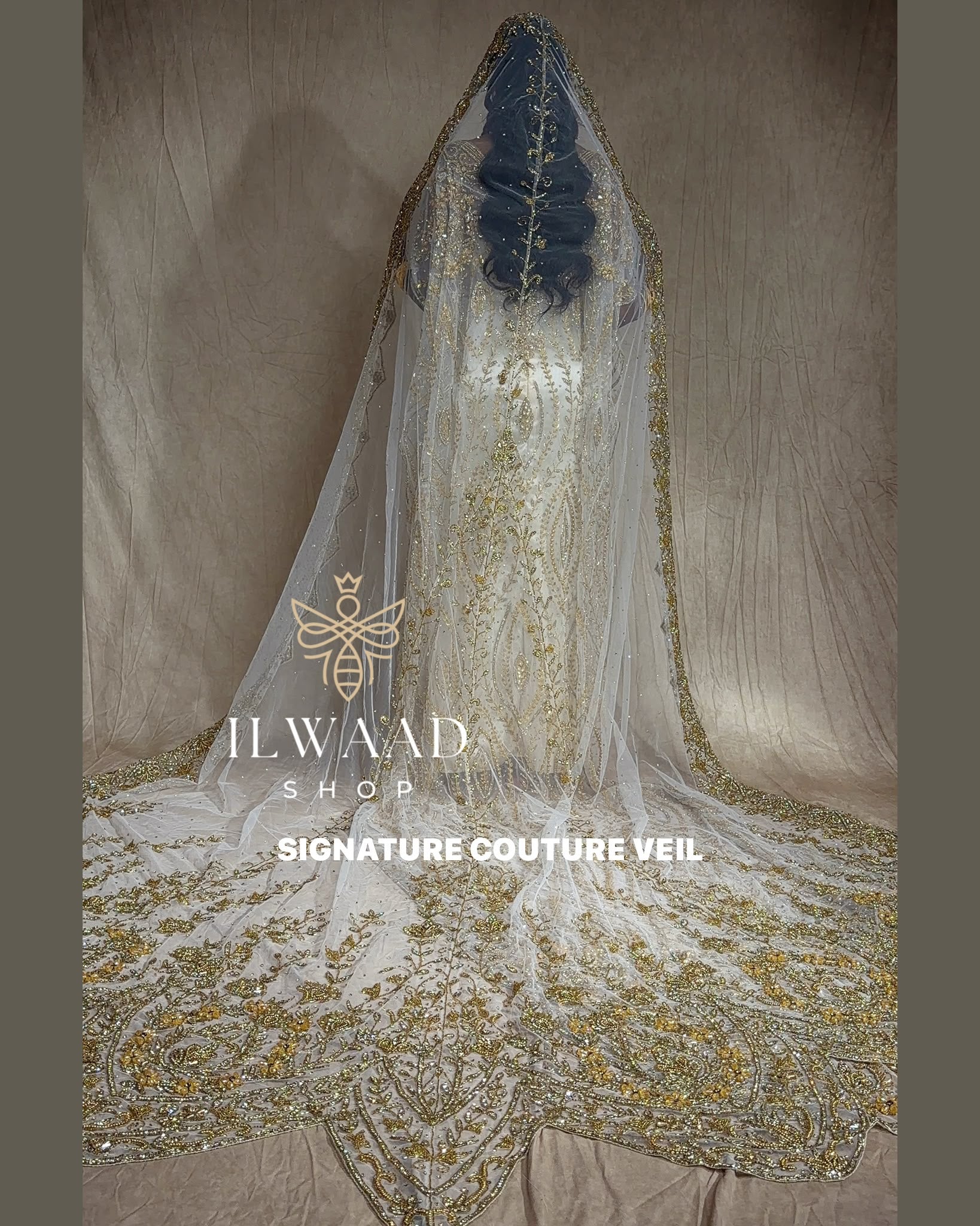 Blooming Barwaqo (White & Creamy Gold ) - Lace Bridal Dirac