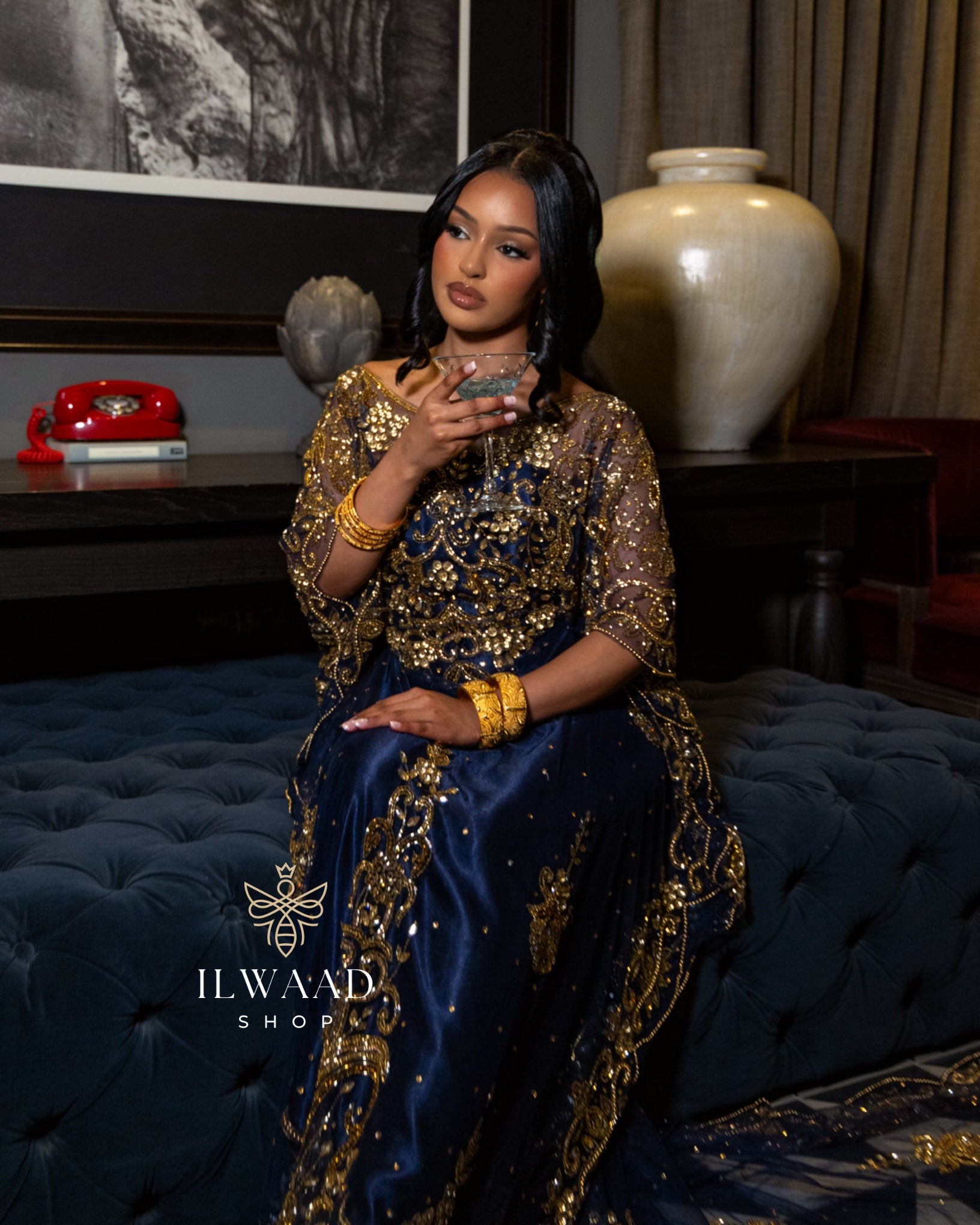 Sassy Shamis (Navy Blue) - Lace Bridal Dirac
