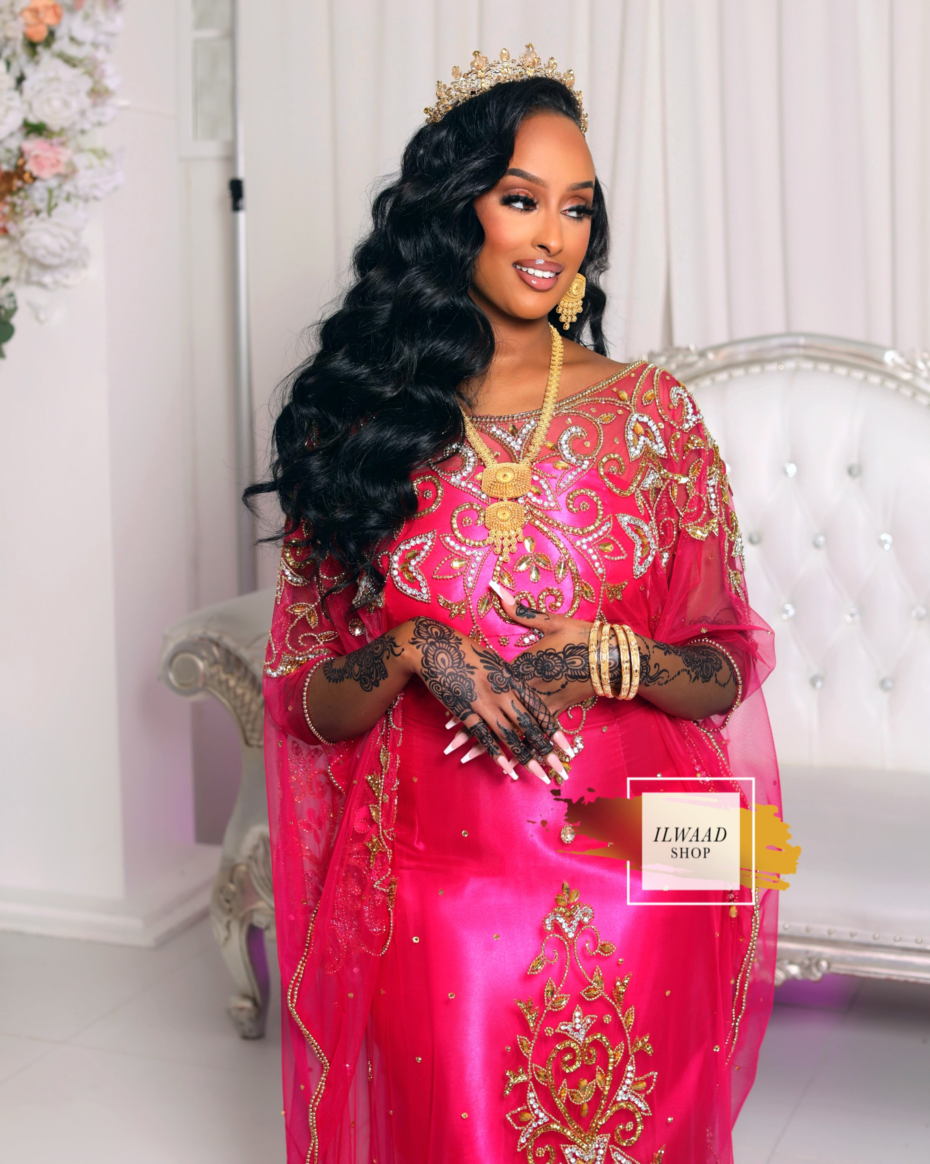 PRE-ORDER Sparkling Sagal (Fuchsia) - Lace - Somali Bridal Dirac