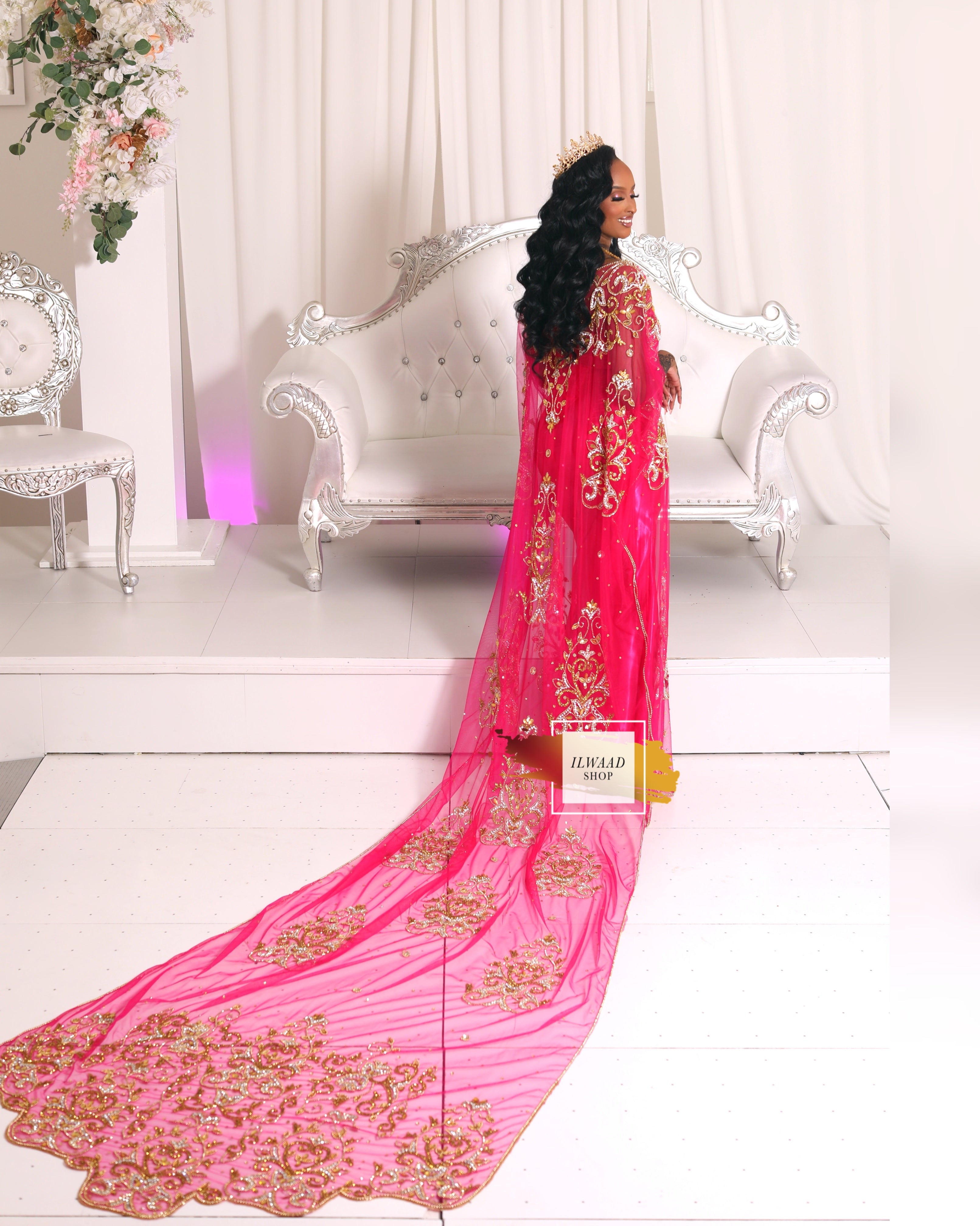 PRE-ORDER Sparkling Sagal (Fuchsia) - Lace - Somali Bridal Dirac