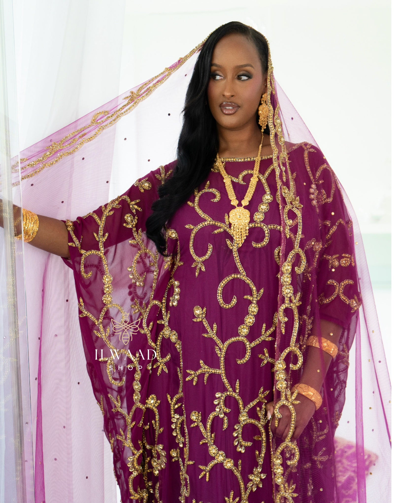 Regal Raha (Plum) - Chiffon Bridal Dirac