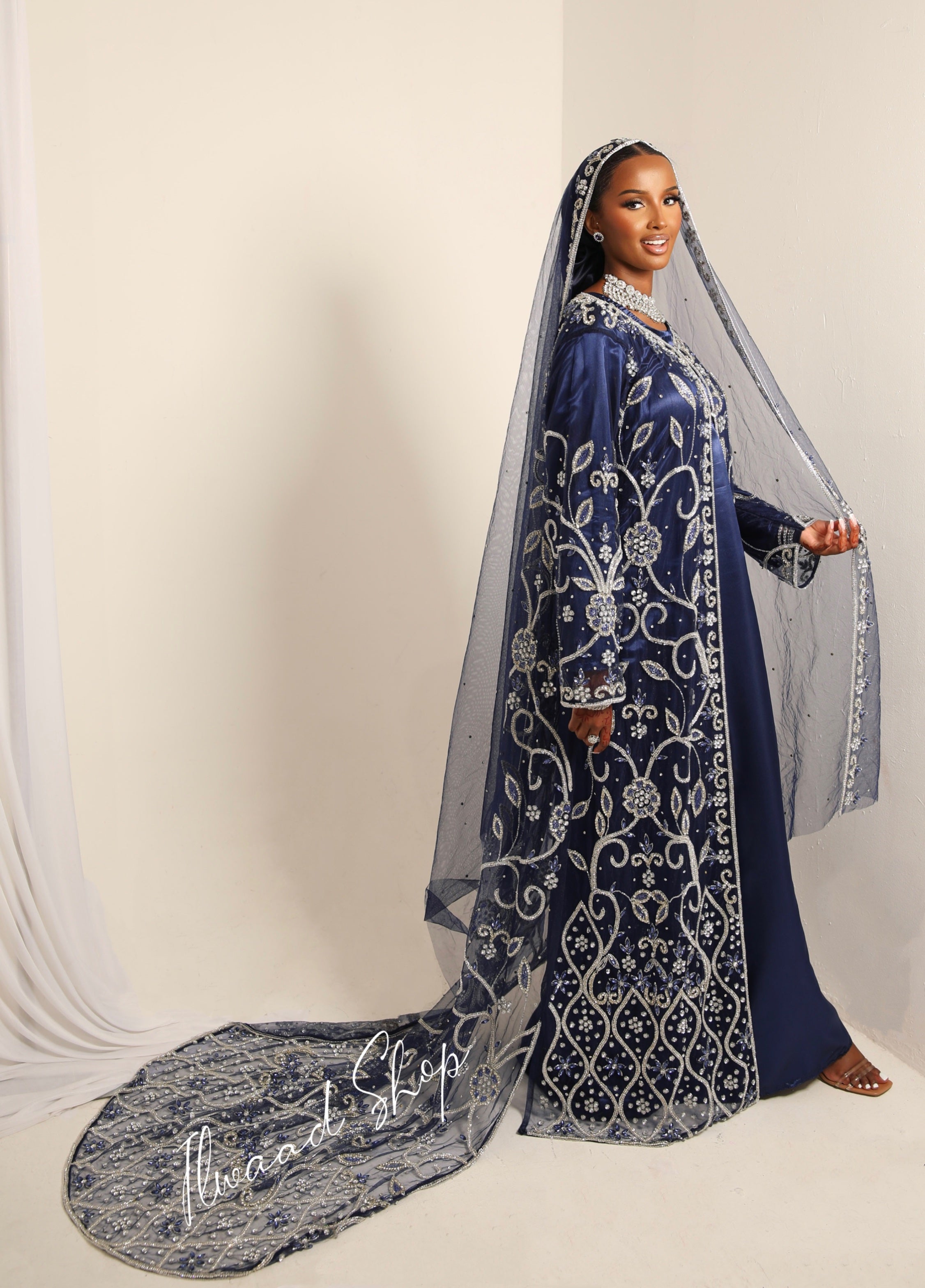 (PRE-ORDER) Queen Qaali - Navy Blue Bridal Kaftan