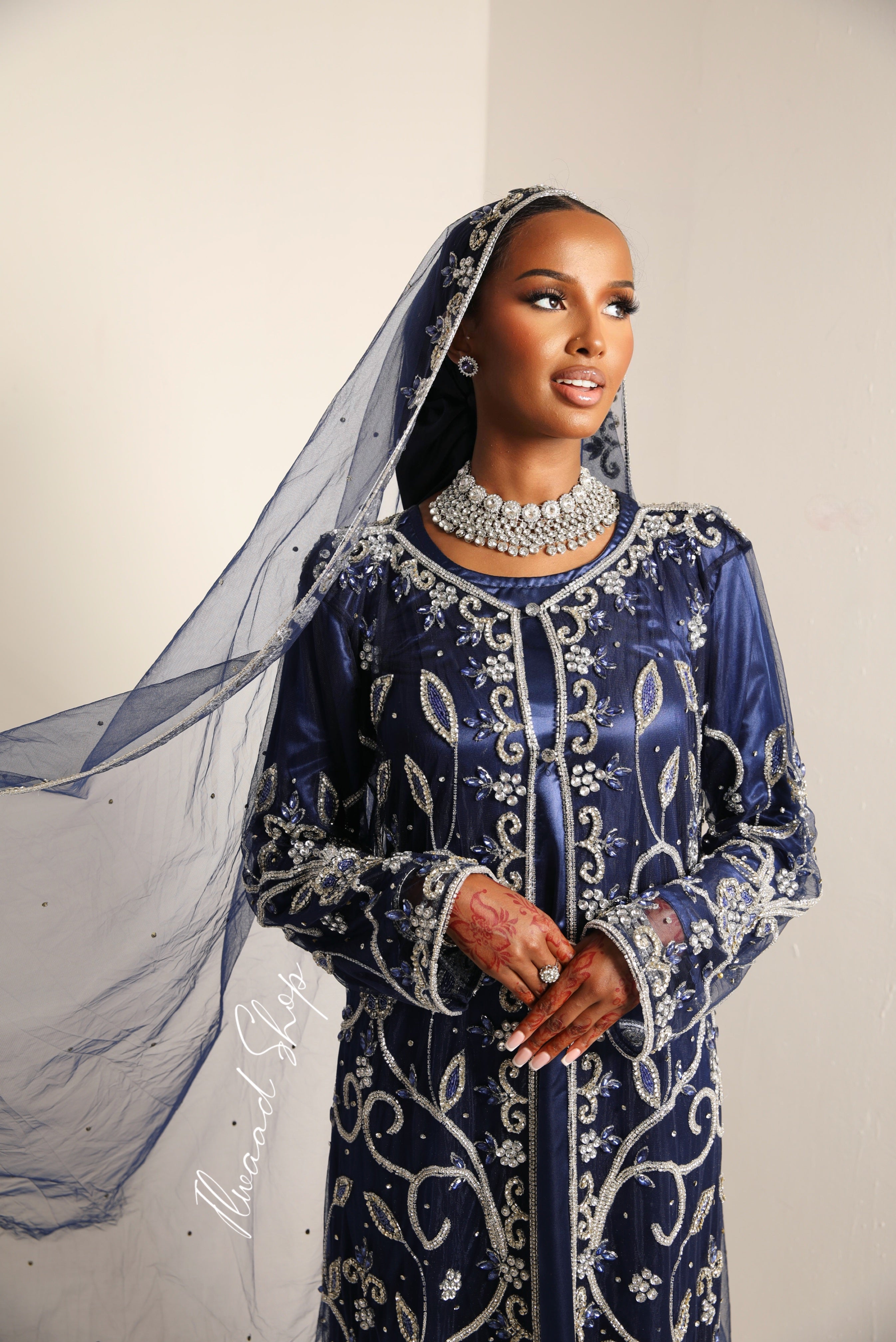 (PRE-ORDER) Queen Qaali - Navy Blue Bridal Kaftan