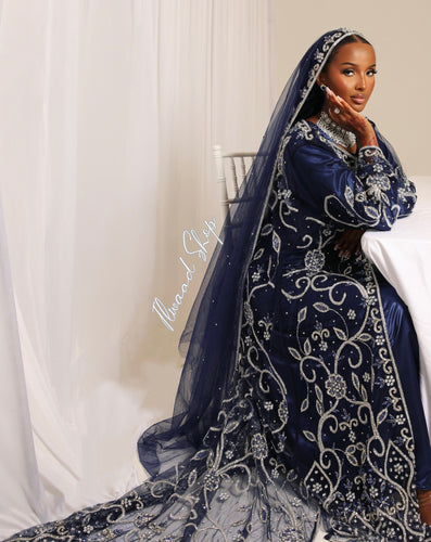 (PRE-ORDER) Queen Qaali - Navy Blue Bridal Kaftan