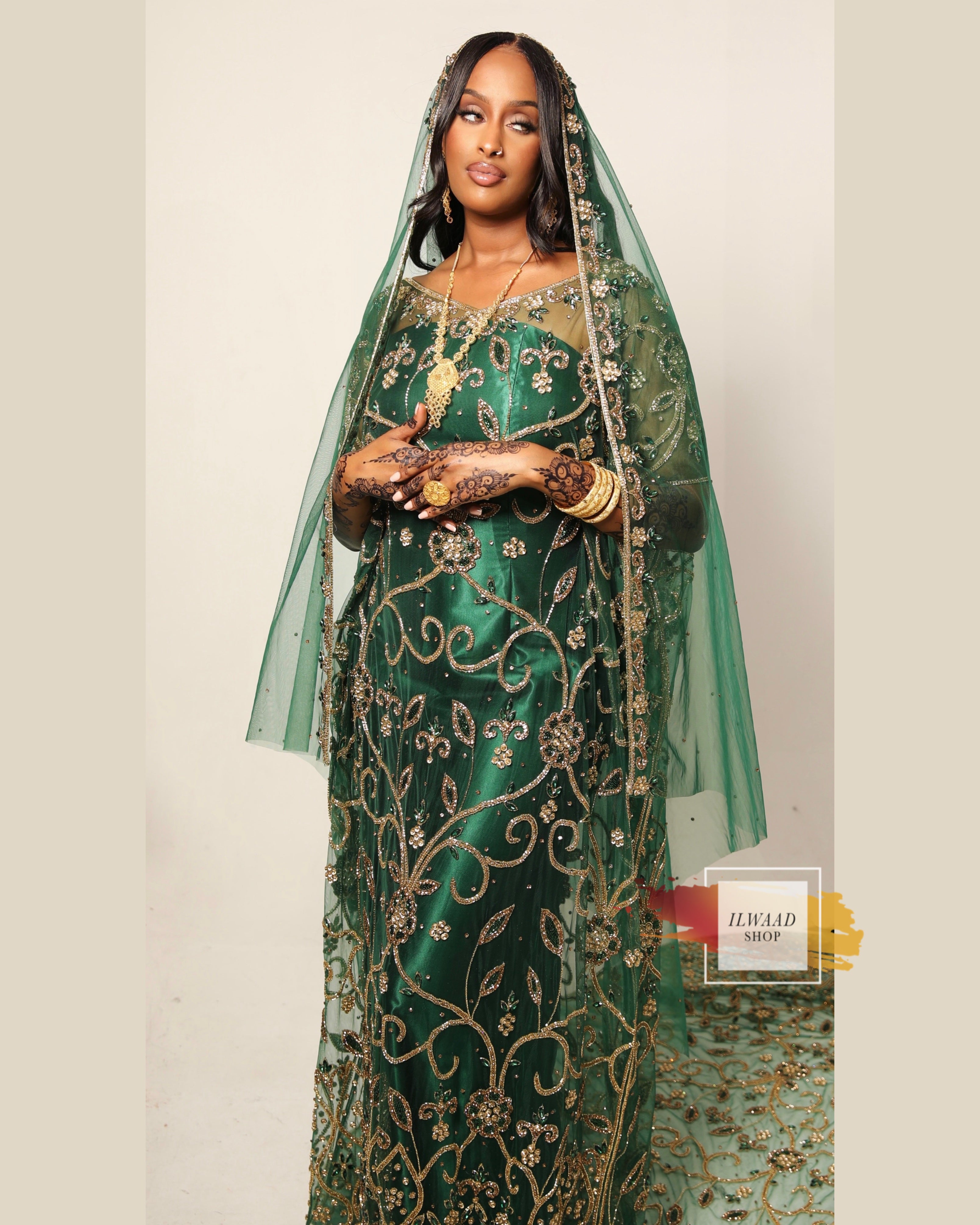 Queen Qaali (Dark Green) - Lace - Somali Bridal Dirac