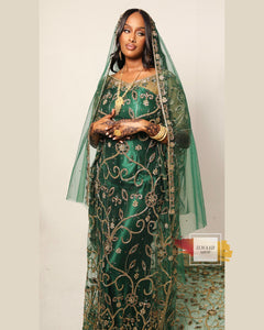 PRE-ORDER Queen Qaali - Lace Bridal Dirac (Dark Green)