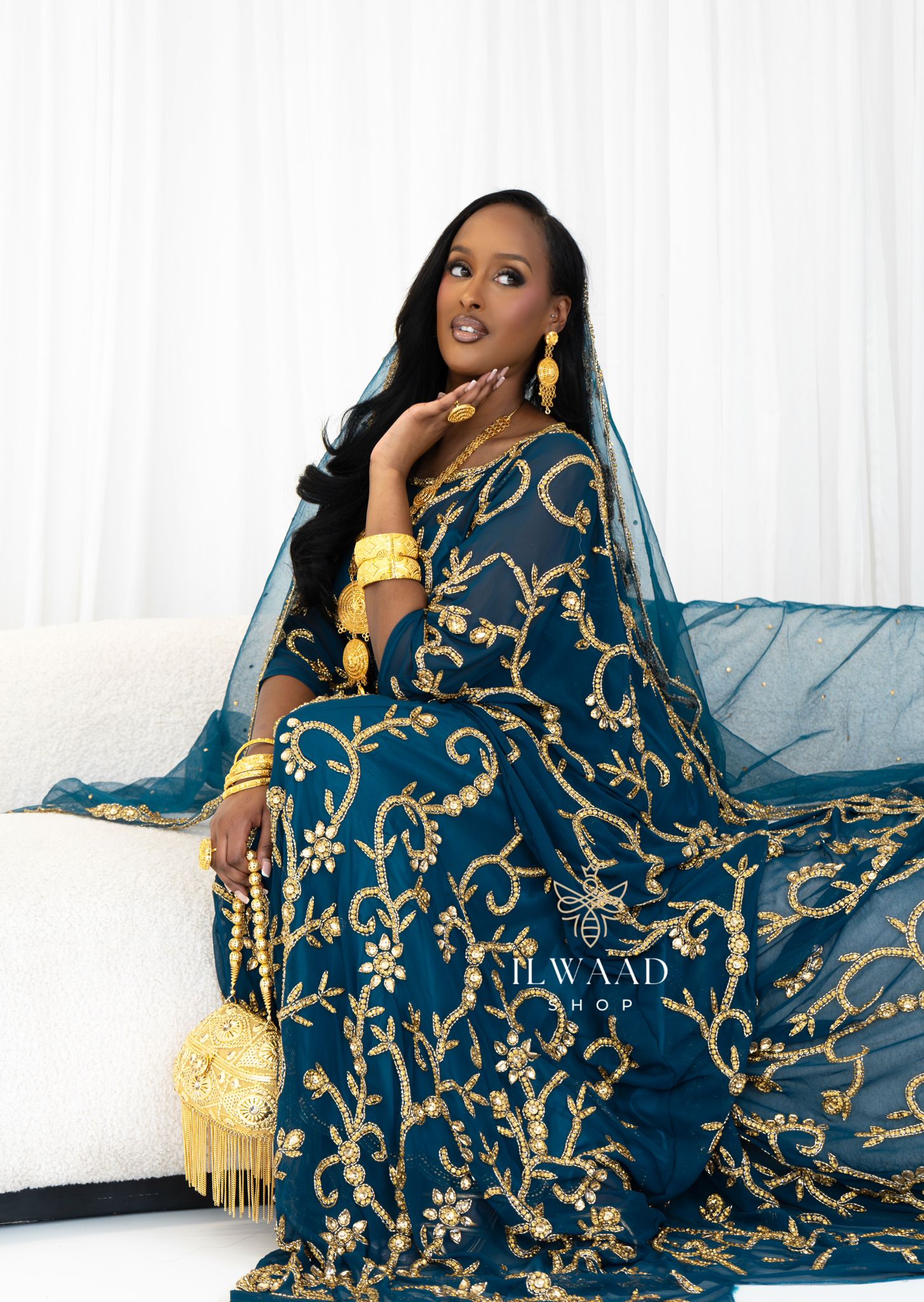 Regal Raha (Teal) - Chiffon Bridal Dirac