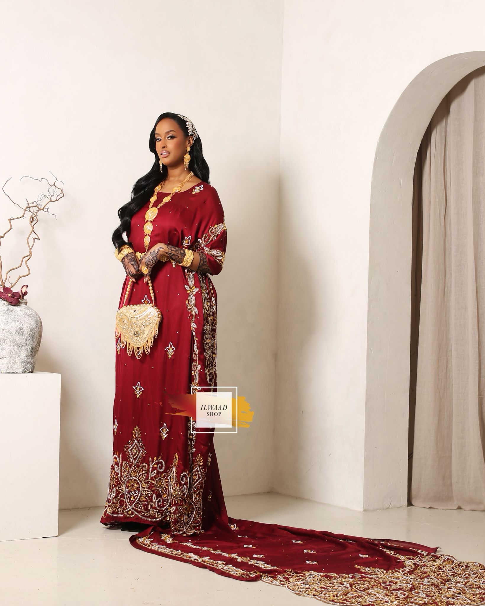 PRE-ORDER Radiant Randa (Dark Red)  - Satin - Somali Bridal Dirac