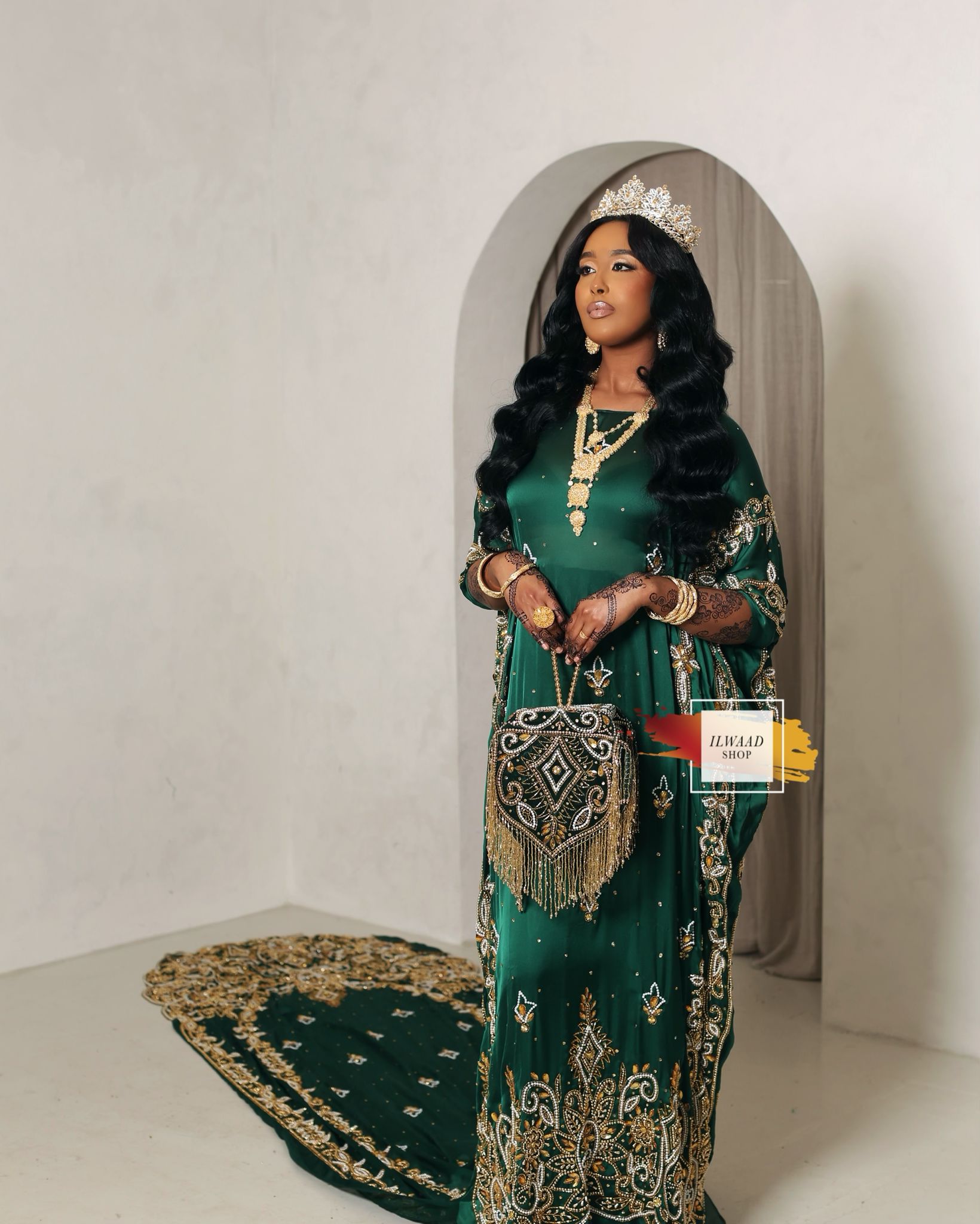 PRE-ORDER Radiant Randa (Dark Green) - Satin- Somali Bridal Dirac