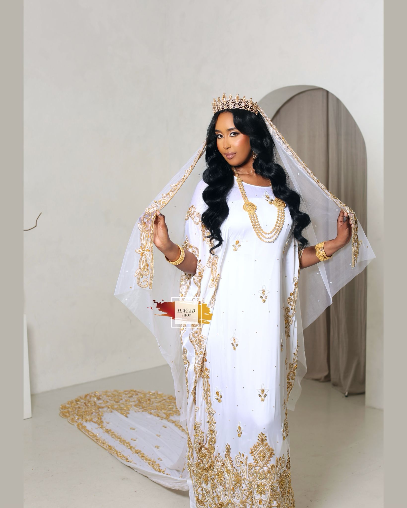 PRE-ORDER Radiant Randa (White)  - Satin - Somali Bridal Dirac