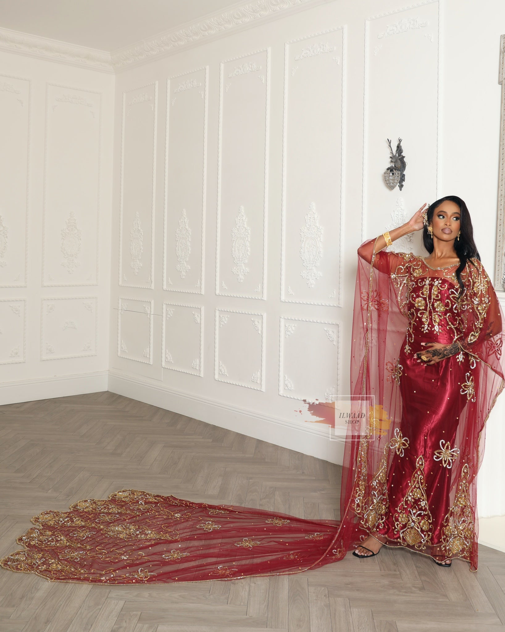 Angelic Anisa (Dark Red) - Lace - Somali Bridal Dirac