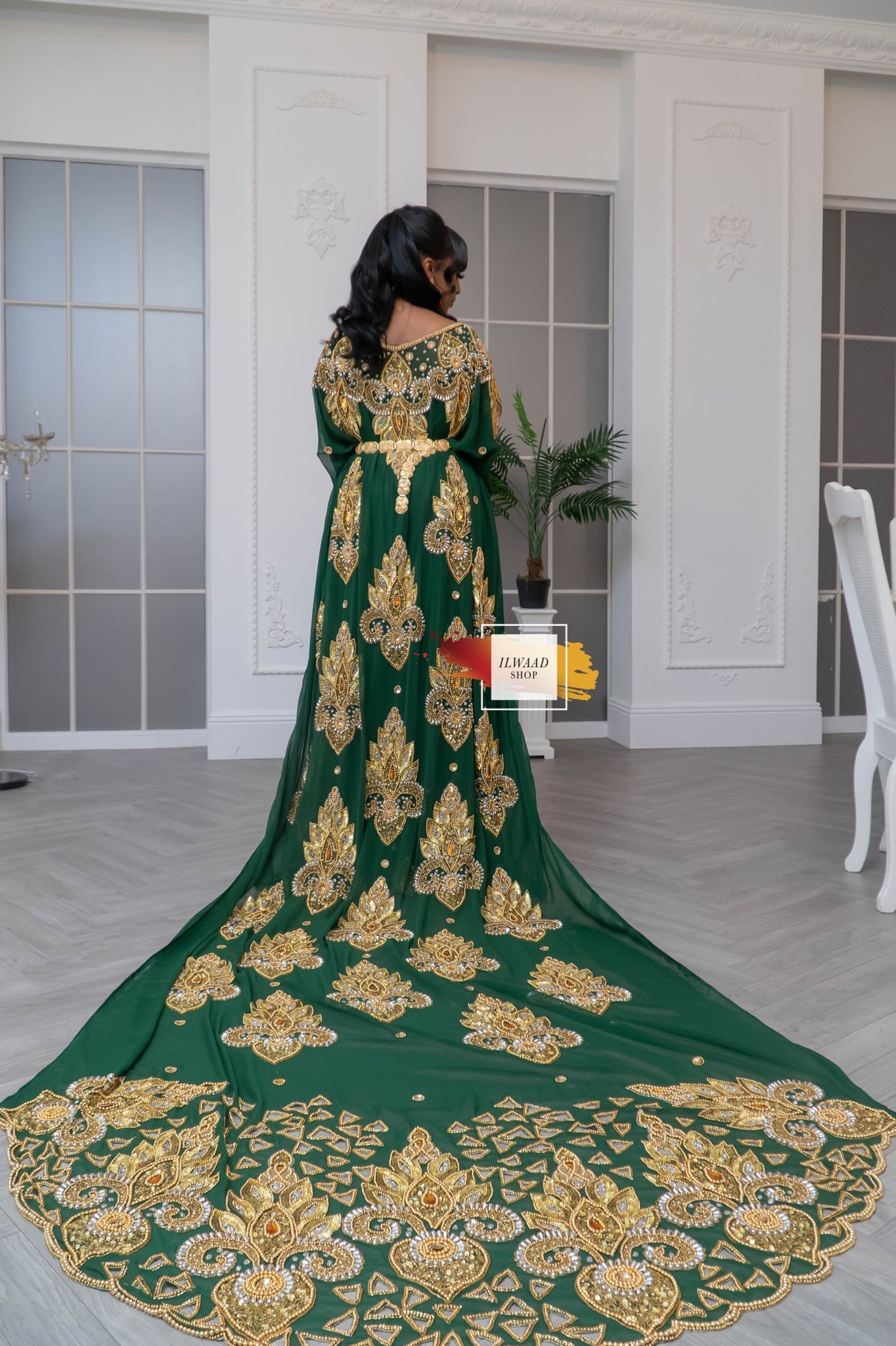 PRE-ORDER Magical Mana (Dark Green) - Chiffon- Somali Bridal Dirac