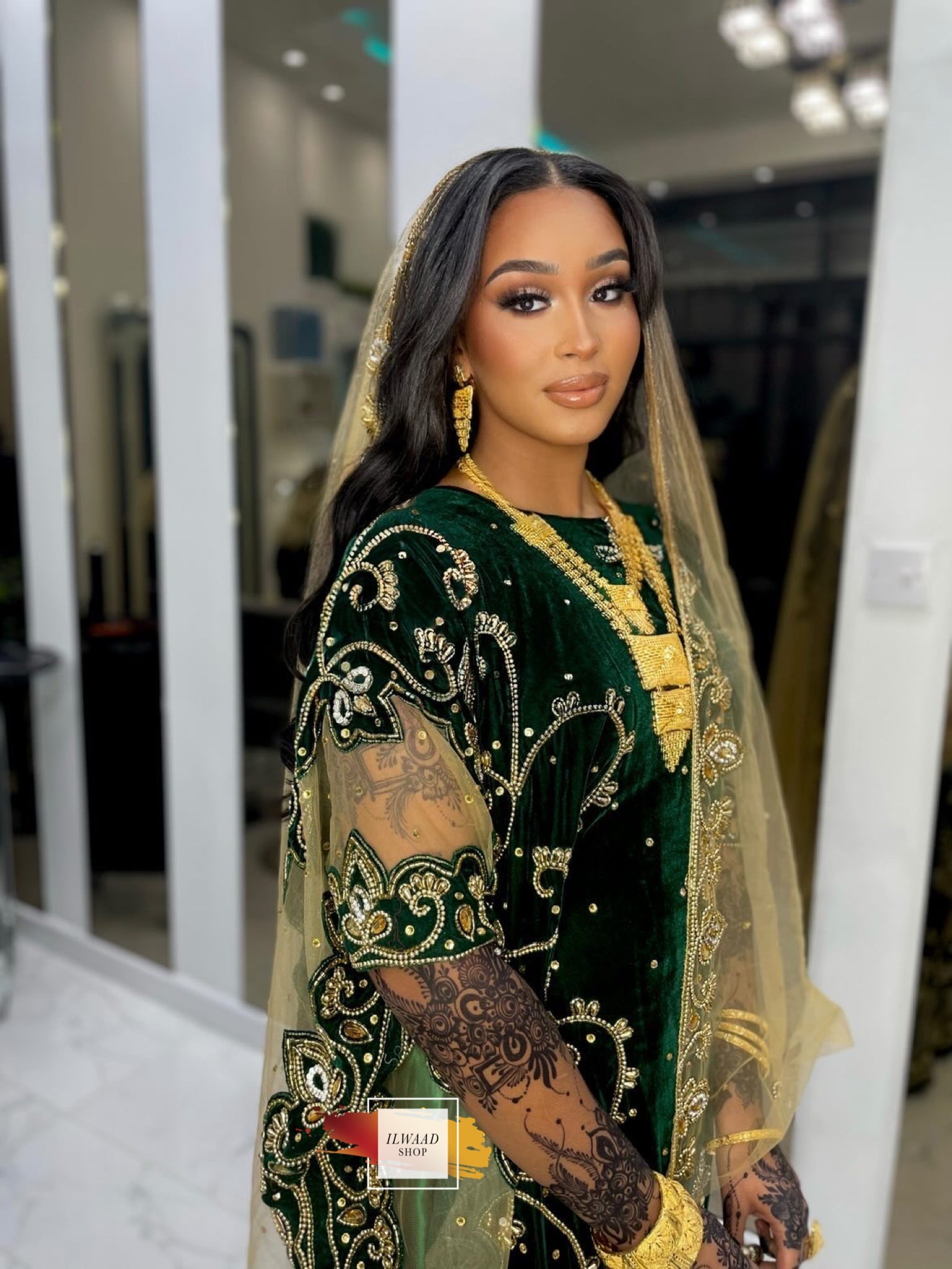 PRE-ORDER Princess Jasmine (Dark Green) - Velvet - Somali Bridal Dirac